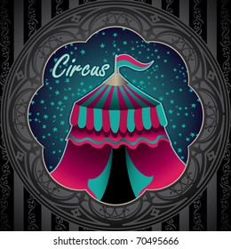 Vintage illustration of circus tent. Vector illustration.