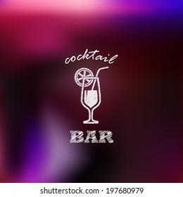 vintage illustration with cocktail. bar sign 