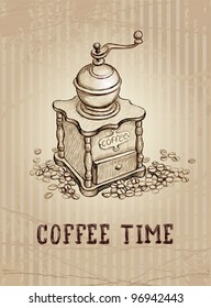 Vintage illustration of coffee grinder