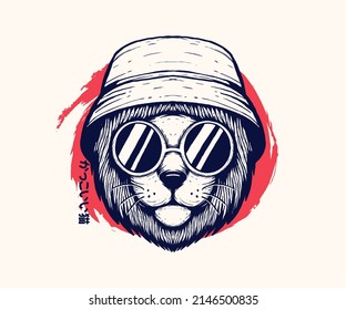 眼鏡をかけたクールな猫のビンテージイラスト のベクター画像素材 ロイヤリティフリー Shutterstock