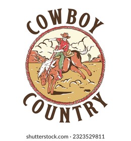 A vintage illustration of cowboy country