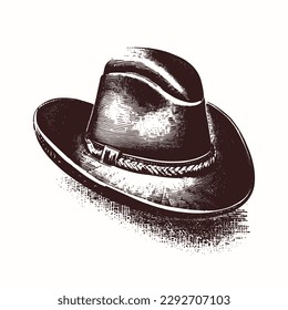 Vintage illustration of a cowboy hat. an old-school logo of a Western hat. Aesthetic retro logo for saloon bar isolated on white background. vector logo.