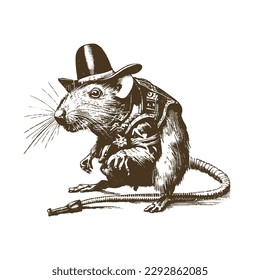 Vintage illustration cowboy rat