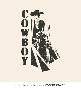 Vintage illustration cowboy for t shirt printing