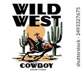 Vintage illustration of cowboy, vector illustration