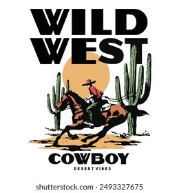 Vintage illustration of cowboy, vector illustration