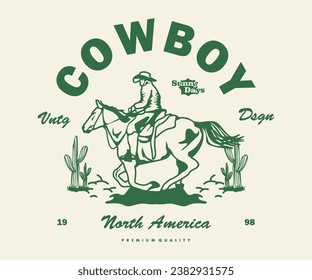 Vintage illustration of cowboy vector t shirt design vector graphic typographic poster or tshirts street wear and Urban style