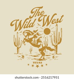 Vintage illustration of cowboy vector t shirt design vector graphic typographic poster or tshirts street wear and Urban style	