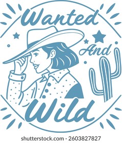 Vintage illustration of cowgirl vector t shirt design vector graphic typographic poster or tshirts