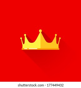 vintage illustration of a crown in flat style with long shadow