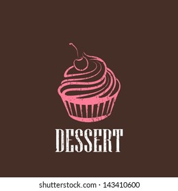 vintage illustration with a cupcake
