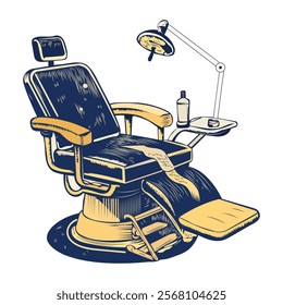 A vintage illustration of a dental chair