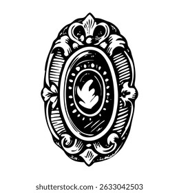 A vintage illustration depicting cameo brooch