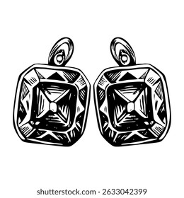 A vintage illustration depicting sapphire studs
