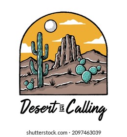 A vintage illustration of desert scenery