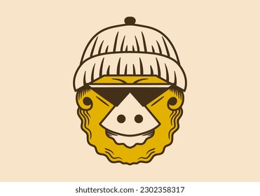 Vintage illustration design of ape wearing beanie