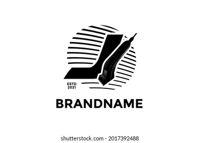 Vintage illustration design for Barbershop logo, logo created combining initial J and Shaving Machine.
