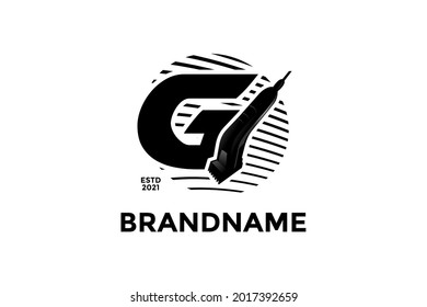 Vintage illustration design for Barbershop logo, logo created combining initial G and Shaving Machine.