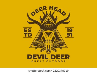Vintage illustration design of a deer skull on triangle frame