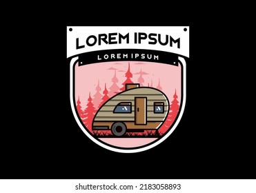 Vintage illustration design of teardrop camper