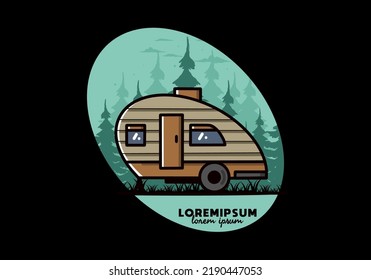 Vintage illustration design of teardrop camper