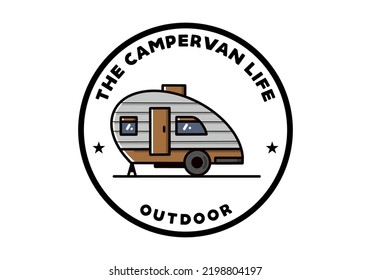 Vintage Illustration Design Of Teardrop Camper