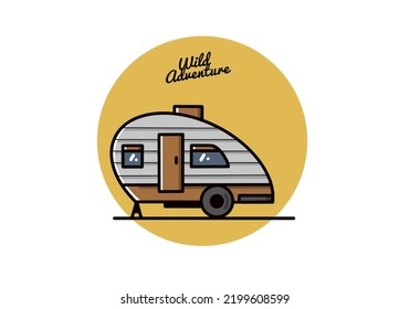 Vintage illustration design of teardrop camper