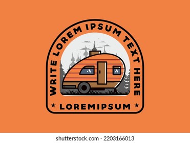 Vintage illustration design of teardrop camper
