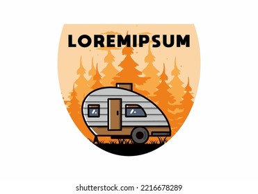 Vintage illustration design of teardrop camper