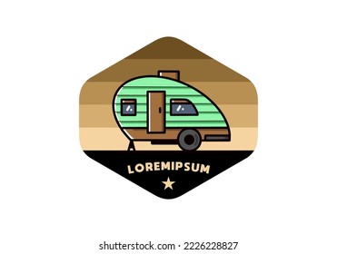 Vintage illustration design of teardrop camper