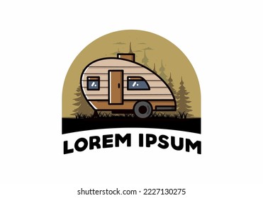 Vintage illustration design of teardrop camper