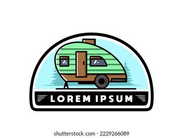 Vintage illustration design of teardrop camper