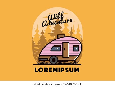 Vintage illustration design of teardrop camper