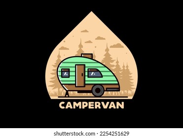 Vintage illustration design of teardrop camper