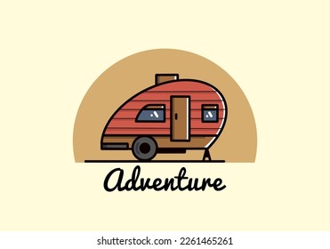 Vintage illustration design of teardrop camper