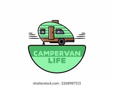 Vintage illustration design of teardrop camper