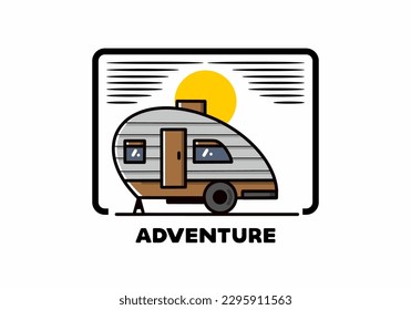 Vintage illustration design of teardrop camper