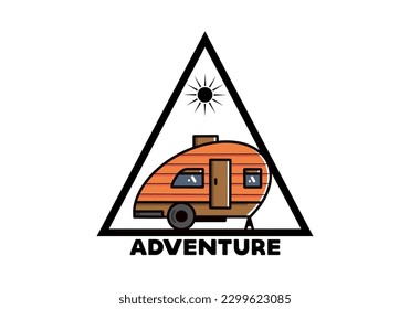 Vintage illustration design of teardrop camper