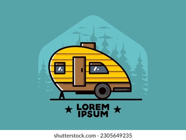 Vintage illustration design of teardrop camper