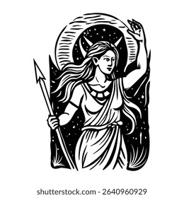 Vintage illustration of diana goddess