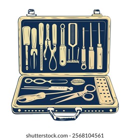 A vintage illustration of dissection tools