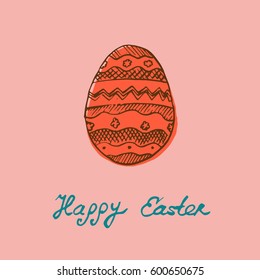 Vintage illustration with Easter egg. Easter holidays design for invitation card.