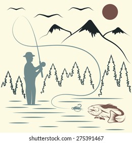 vintage illustration of fishing theme