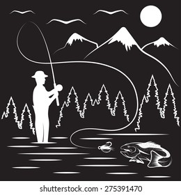 vintage illustration of fishing theme