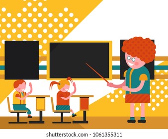 vintage illustration of a flat classroom in vector format
