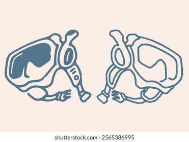 Vintage illustration flat diving goggles