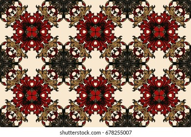Vintage illustration with floral elements of baroque decor on a white background