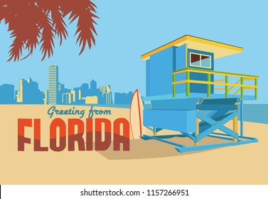 Vintage Illustration Florida Postcard.