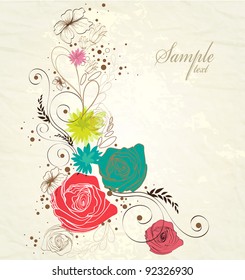 Vintage illustration with flowers