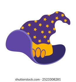 Vintage illustration for Halloween. A hand-drawn sketch of a witch hat. Halloween flat element